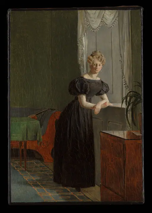Sophie Købke (más tarde Sophie Krohn, 1807–1853), hermana del artista, en el vestíbulo de Kastellet, Christen Købke