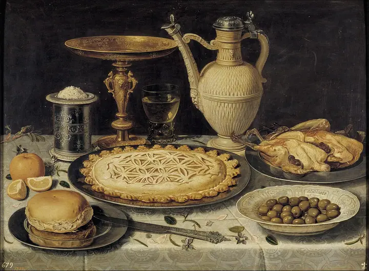 Mesa con tarta y copa, Clara Peeters