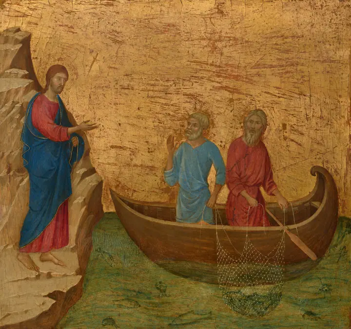 La llamada de los apóstoles Pedro y Andrés, Duccio di Buoninsegna