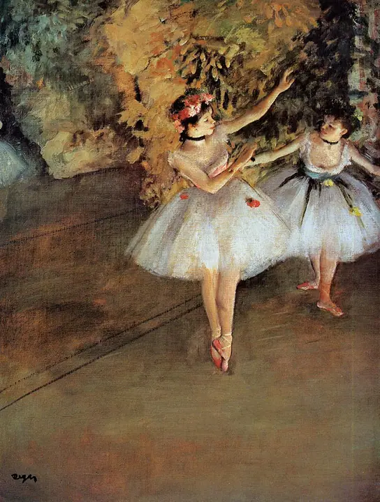 Dos bailarinas en el escenario, Edgar Degas