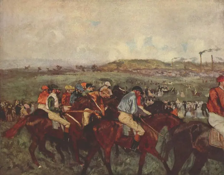 Jinetes antes de la carrera, Edgar Degas