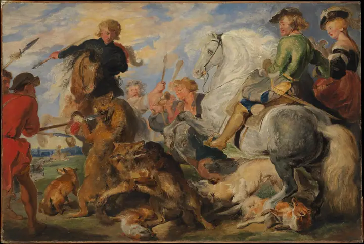 Copia de la 'Caza del lobo y el zorro' de Rubens, Edwin Henry Landseer