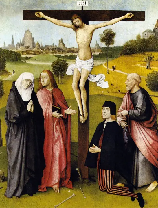 Crucifixión con un donante, El Bosco