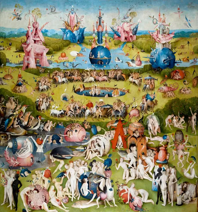 El jardín de las delicias (Panel central cerrado), El Bosco