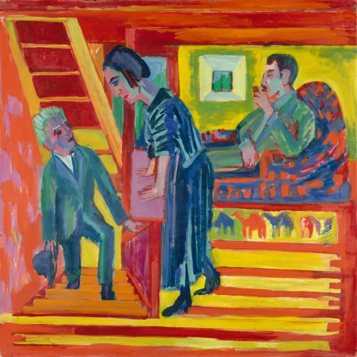 La visita - Pareja y recién llegado, Ernst Ludwig Kirchner