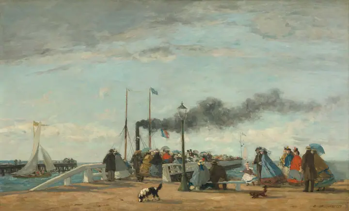 Embarcadero y muelle en Trouville, Eugène Boudin