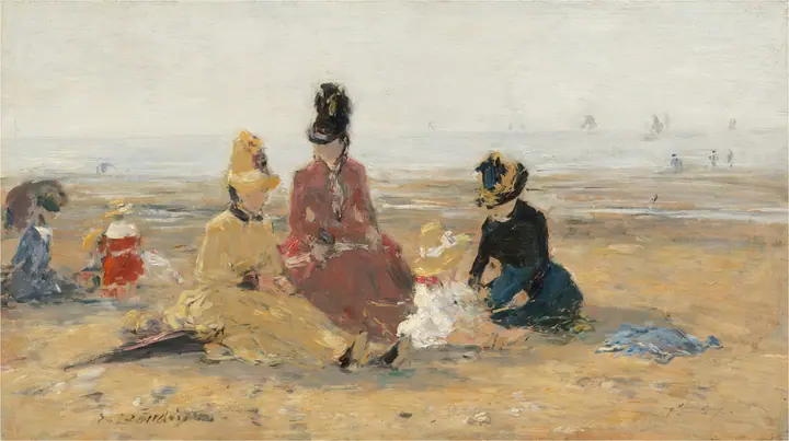 En la playa, Trouville, Eugène Boudin