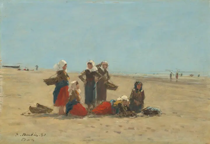Mujeres en la playa de Berck, Eugène Boudin