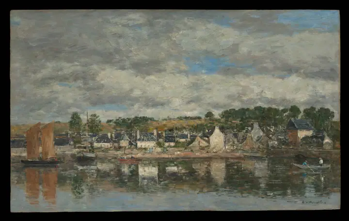 Pueblo junto a un río, Eugène Boudin