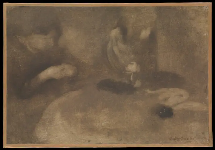 Mujeres cosiendo en una mesa, Eugène Carrière