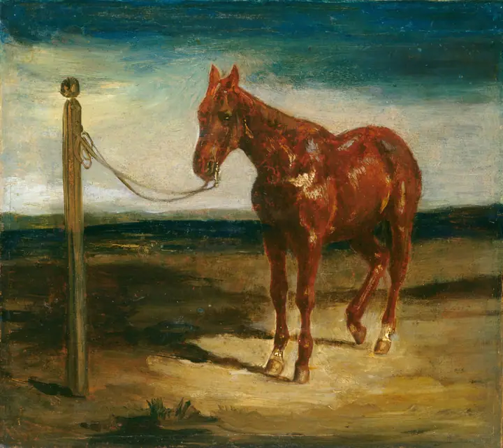Caballo atado a un poste, Eugène Delacroix