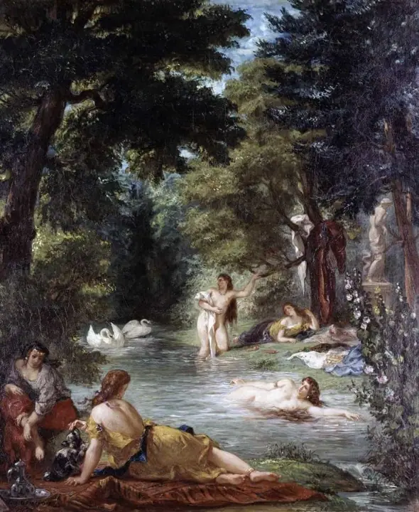 Mujer turca junto al baño, Eugène Delacroix
