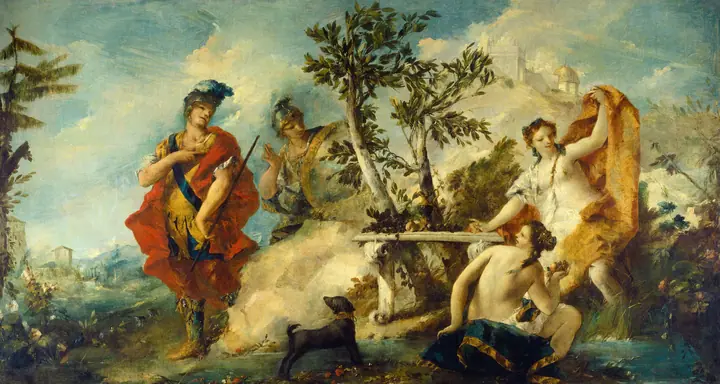 Carlo y Ubaldo resistiendo los encantamientos de las ninfas de Armida, Francesco Guardi
