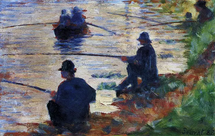Pescadores con caña, Georges Seurat