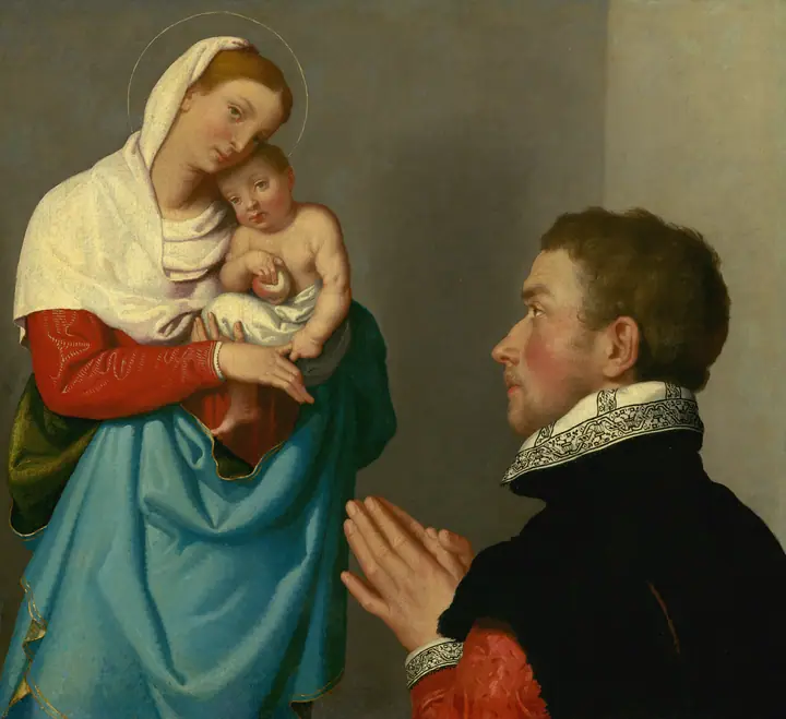 Un caballero en adoración ante la Virgen, Giovanni Battista Moroni