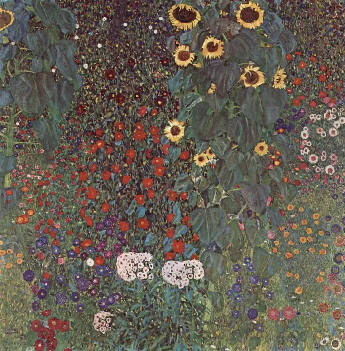Jardín con girasoles, Gustav Klimt