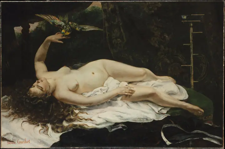 Mujer con loros, Gustave Courbet
