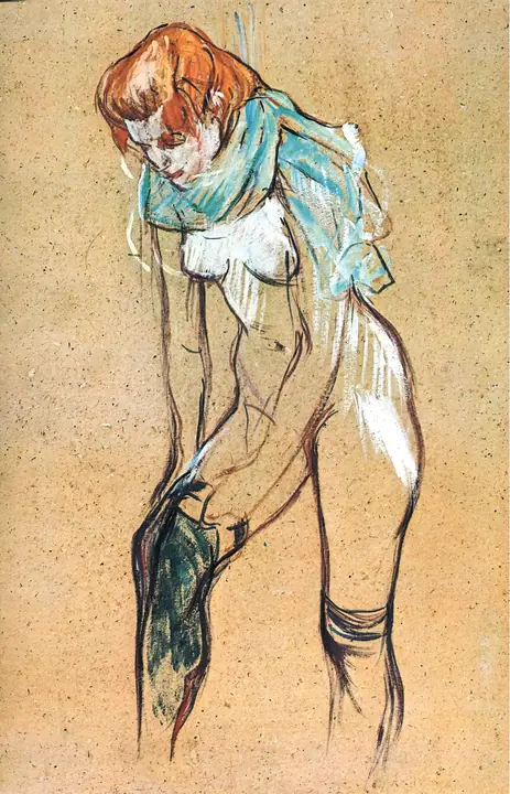 Mujer tirando de sus medias, Henri de Toulouse-Lautrec