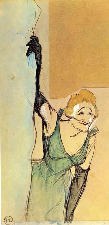 Yvette Guilbert saludando al público, Henri de Toulouse-Lautrec