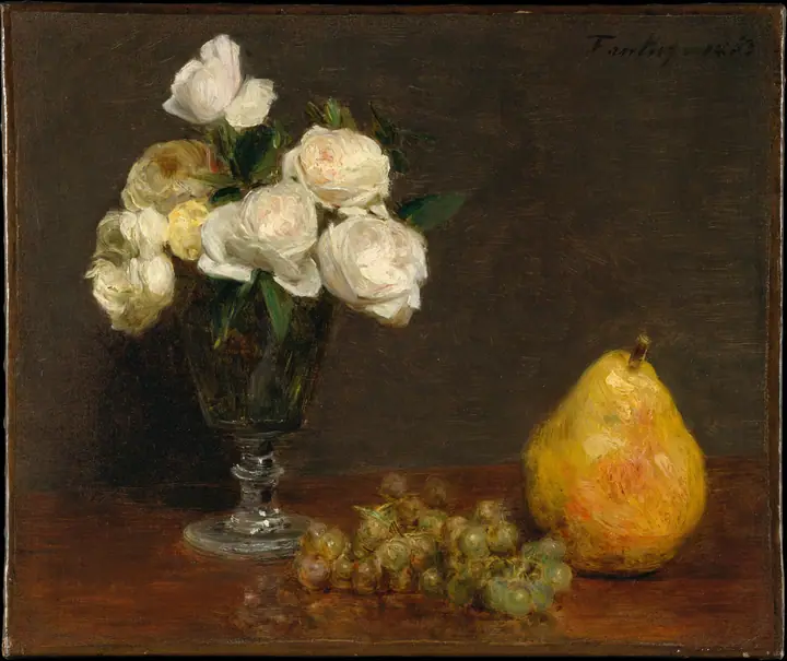 Bodegón con rosas y fruta, Henri Fantin-Latour