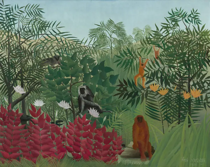 Selva tropical con monos, Henri Rousseau