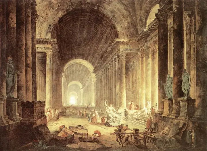 El descubrimiento del Laocoonte, Hubert Robert
