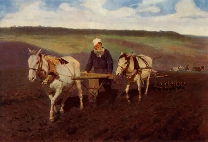 Tolstói arando, Ilyá Repin