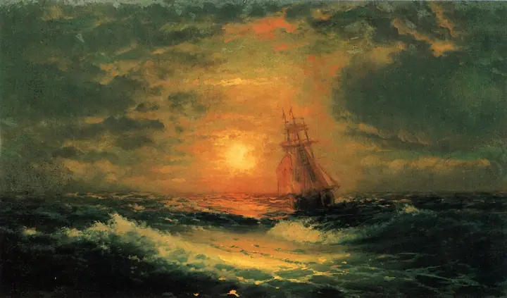 Atardecer en el mar, Ivan Aivazovsky