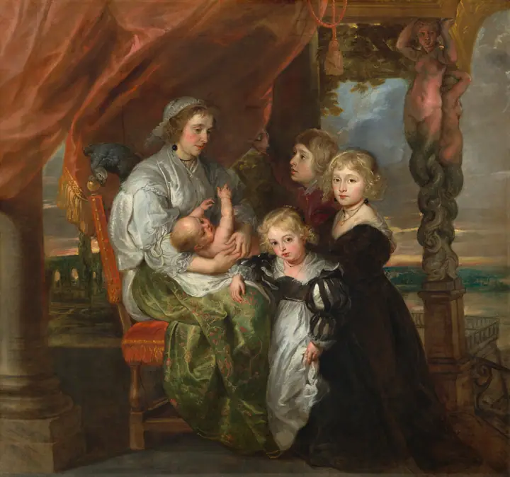 Deborah Kip, esposa de sir Balthasar Gerbier, y sus hijos, Jacob Jordaens
