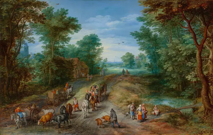 Paisaje boscoso con viajeros, Jan Brueghel el Viejo