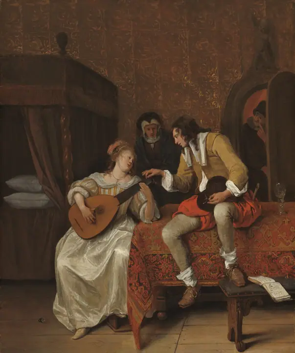 Ascagnes y Lucelle (La lección de música), Jan Steen