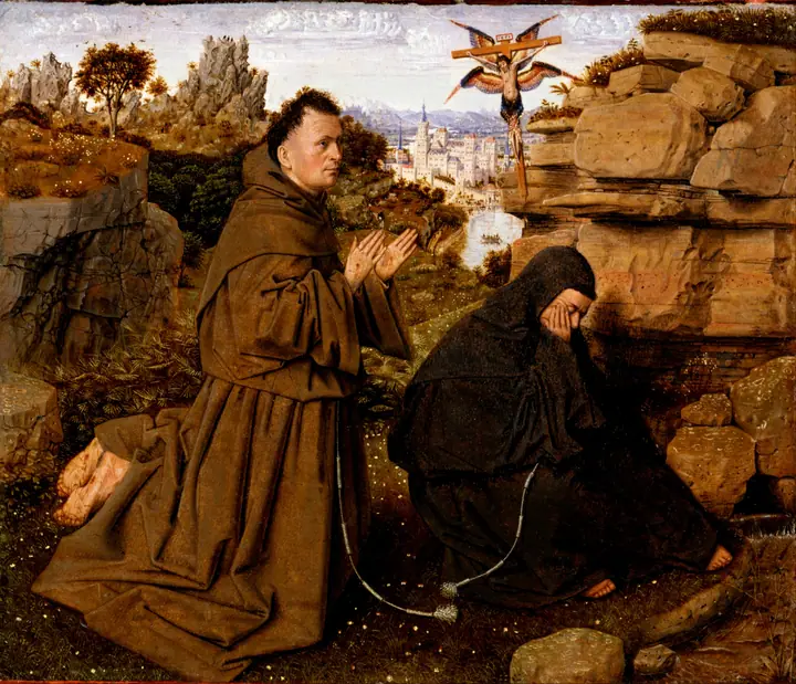 San Francisco recibiendo los estigmas, Jan van Eyck