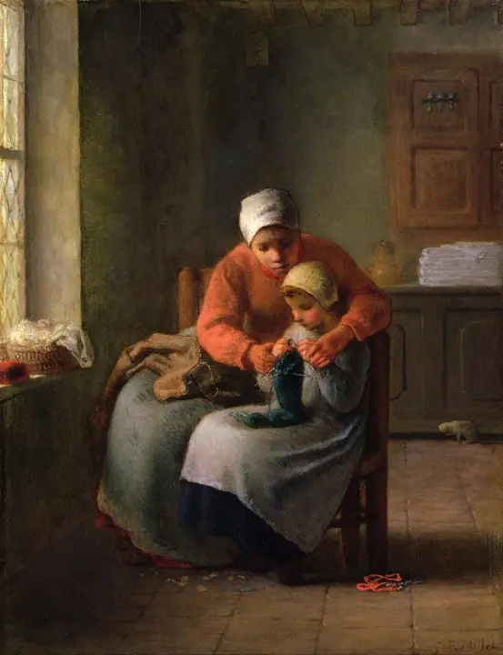 Niña haciendo punto, Jean-François Millet