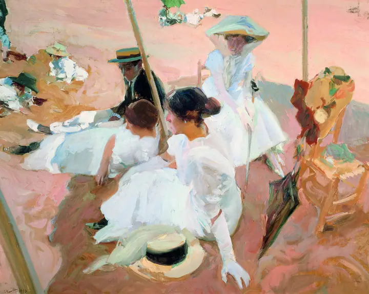 Bajo el toldo en Zarauz, Joaquín Sorolla