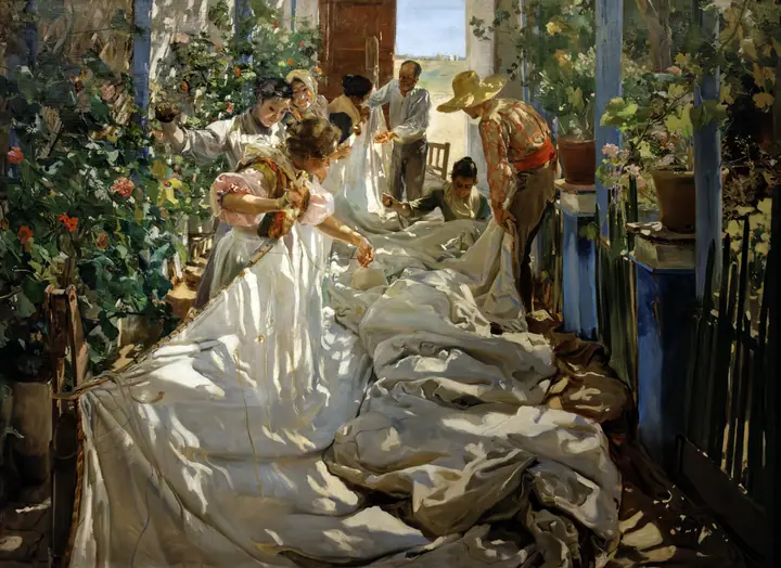 Cosiendo la vela, Joaquín Sorolla