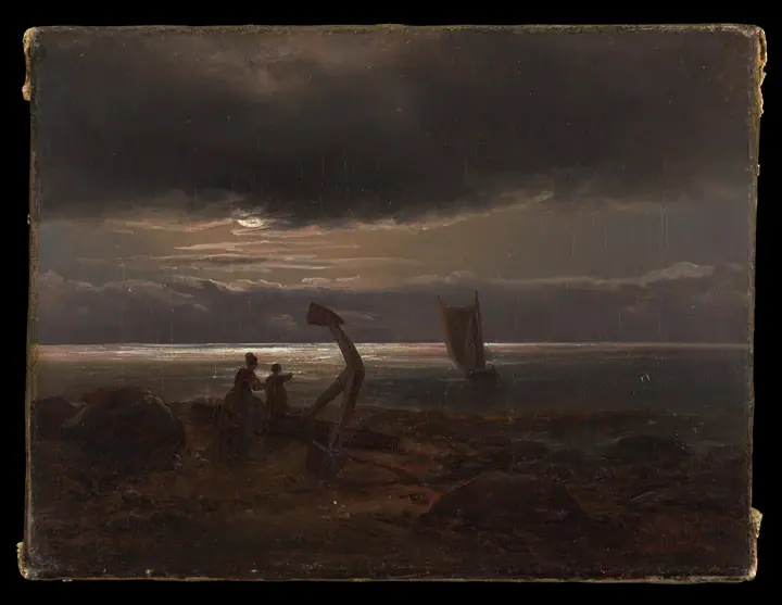 Madre e hijo junto al mar, Johan Christian Dahl