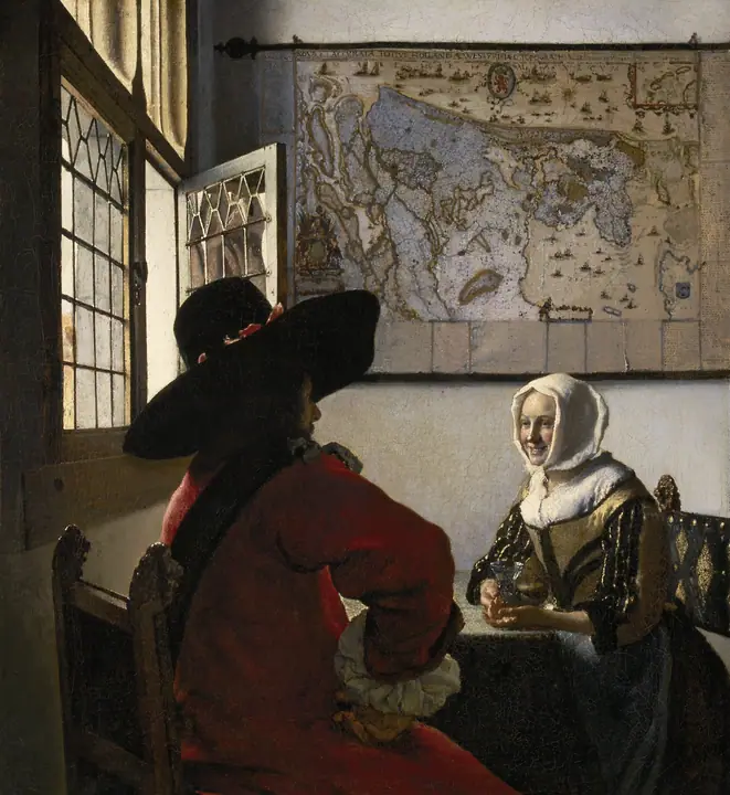 El soldado y la muchacha sonriente, Johannes Vermeer