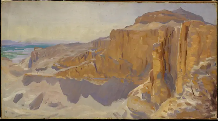 Acantilados en Deir el Bahri, Egipto, John Singer Sargent