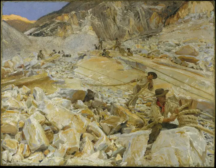 Bajando el mármol de las canteras a Carrara, John Singer Sargent