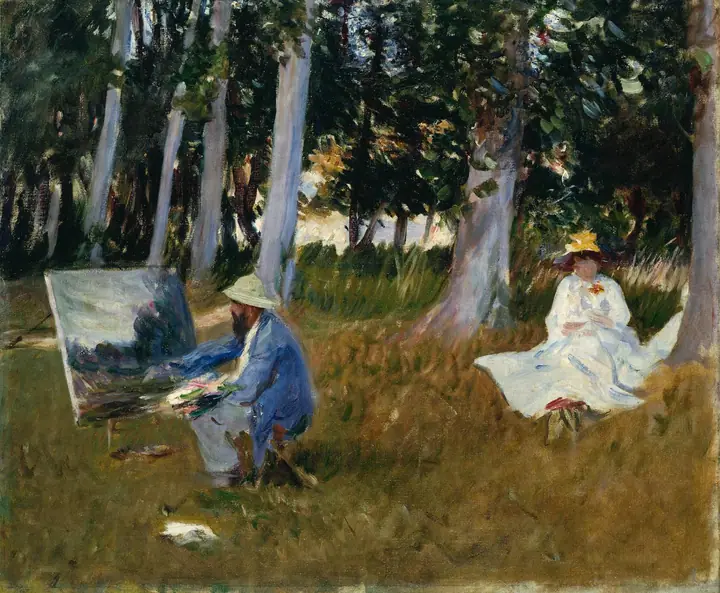 Claude Monet pintando al borde de un bosque, John Singer Sargent