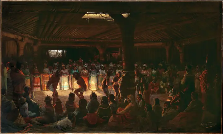 Danza en una casa subterránea en Clear Lake, California, Jules Tavernier