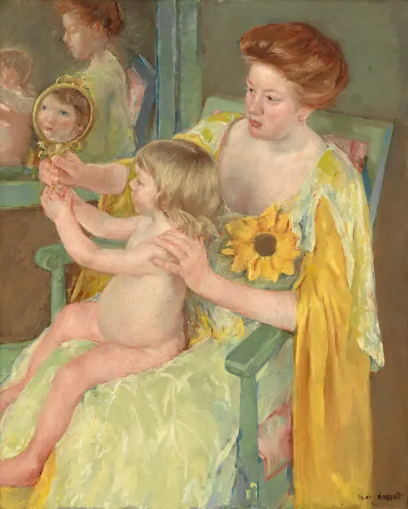 Mujer con un girasol, Mary Cassatt