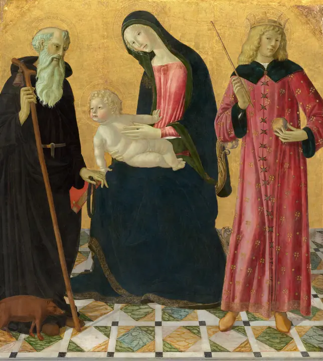 La Virgen con el Niño y los santos Antonio Abad y Segismundo, Neroccio de' Landi