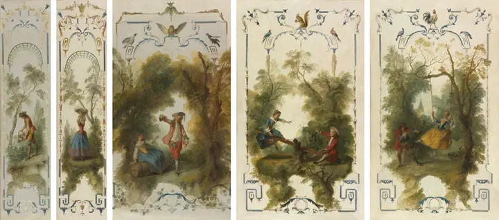 Paneles de pared, El jardinero, Horticultura, El viñedo, El balancín, El columpio, Nicolas Lancret