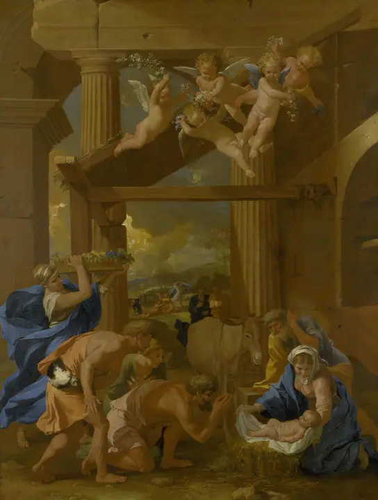 La adoración de los pastores, Nicolas Poussin