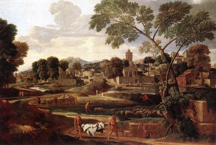 Paisaje con los funerales de Foción, Nicolas Poussin