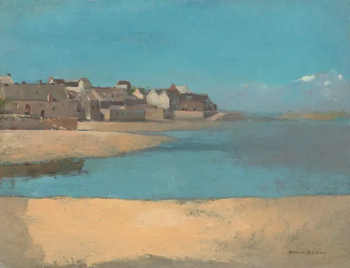 Aldea junto al mar en Bretaña, Odilon Redon