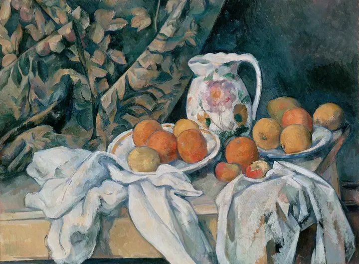 Bodegón con cortina, Paul Cézanne