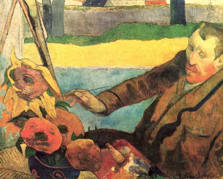 Retrato de Vincent van Gogh pintando girasoles, Paul Gauguin