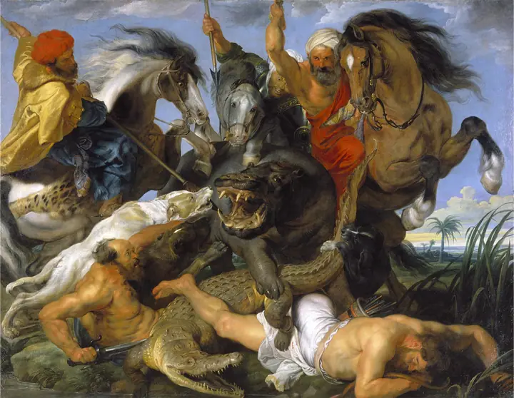 La caza del hipopótamo y el cocodrilo, Peter Paul Rubens